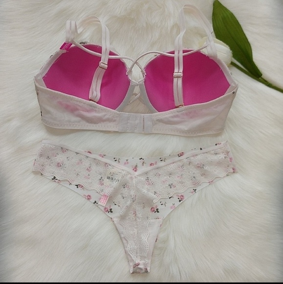 SIZE 36D 🌺PINK VS PUSH-UP DATE BRA + PANTY L. - Picture 2 of 3